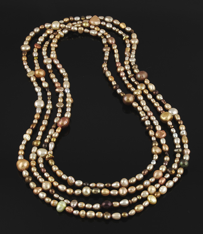 72'' Endless Multi Colored Champagne Fresh Water Continuous Pearl Necklace