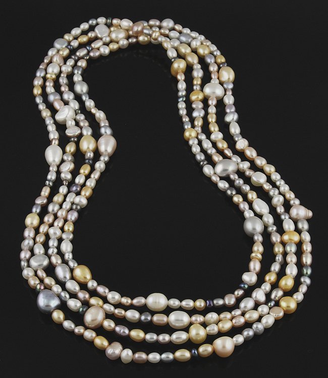72'' Endless Multi Colored Fresh Water Continuous Pearl Necklace