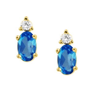 Genuine Blue Topaz &#39;&#39;December Birthstone&#39;&#39; and .04cttw Diamond Earrings  set in 1...