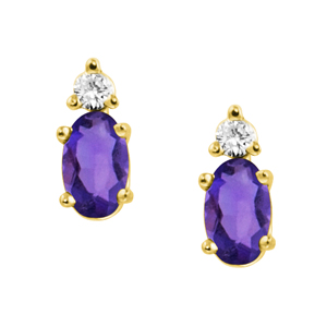 Genuine Amethyst ''February Birthstone'' and .04cttw Diamond Earrings set in ...