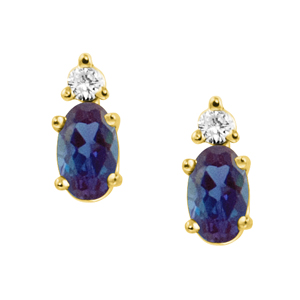 Lab Created Alexandrite ''June Birthstone'' and .04cttw Diamond Earrings set ...