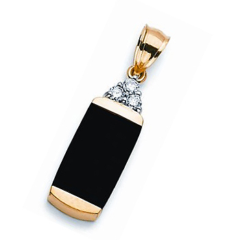 14kt Onyx &amp; Diamond Pendant.  .14cttw; Also available with opal