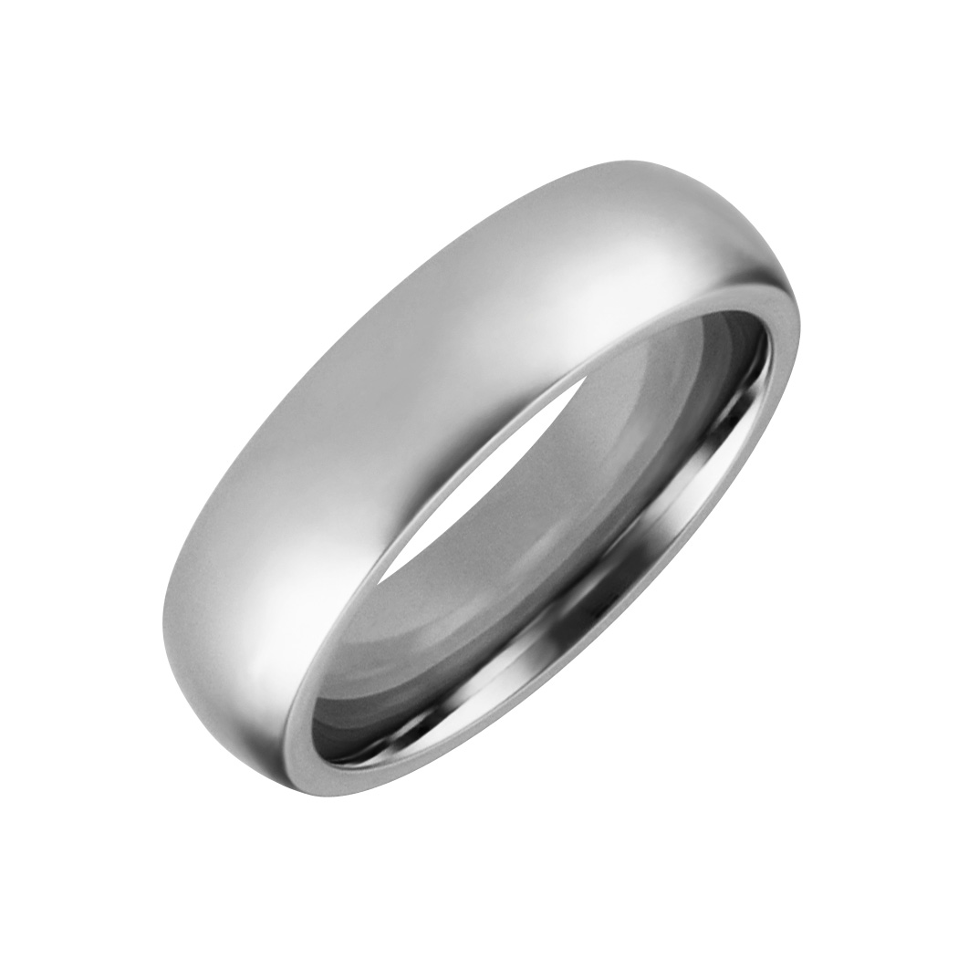 Mens & Ladies ''Cobalt White'' 6mm Chome High Polihed Comfort Fitting Band.  Available in full or half sizes 5.5-15.