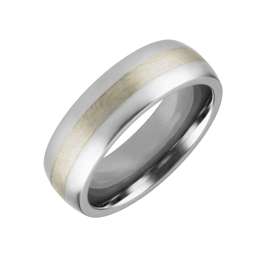 Mens & Ladies ''Cobalt White'' 7mm Chrome High Polished Band with Brushed Finish Center; Comfort Fitting.  Available in full or half sizes 6.5-15.