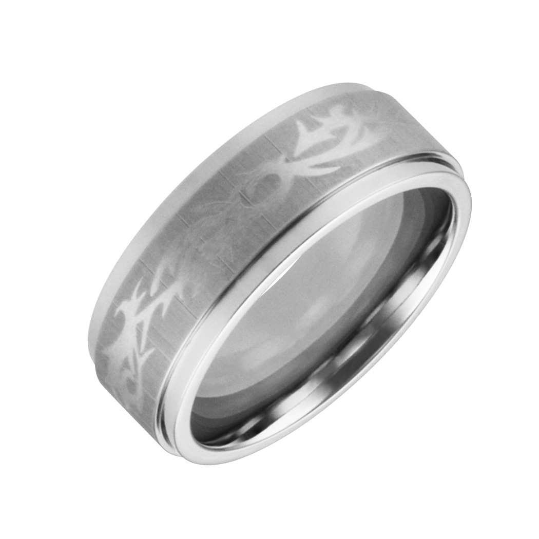 Mens & Ladies ''Cobalt White'' 8mm Chrome Designer Finished; Comfort Fitting Band.  Available in full or half sizes 6.5-15.