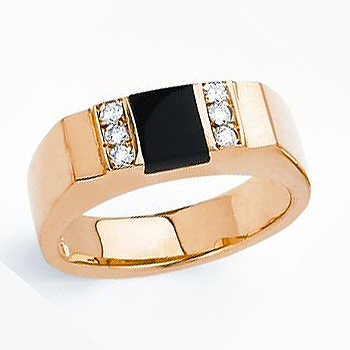 14kt Ladies Onyx &amp; .12cttw Diamond Ring.  Also available with opal; same price.