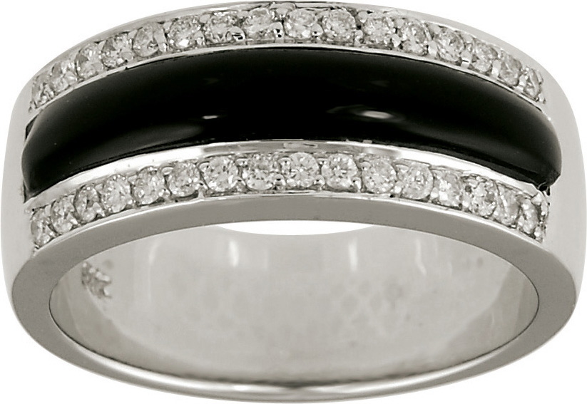 14kt Stunning Onyx &amp; Diamond Ring; 7.75mm wide; 0.33CTTW Diamond Total Weight