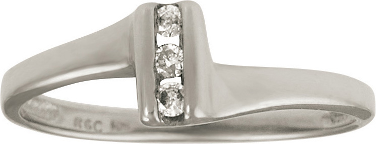 10kt Three Stone Diamond Ring; .06cttw Total Diamond Weight; available white ...