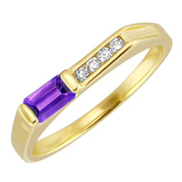 Genuine Amethyst   &#39;&#39;February Birthstone&#39;&#39; and .06cttw Diamon...
