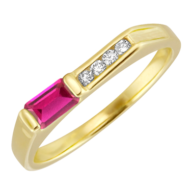 Lab Created Ruby &#39;&#39;July Birthstone&#39;&#39; and .06cttw Diamond 10kt...