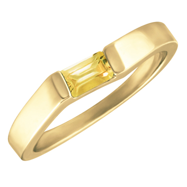 Genuine Citrine ''November Birthstone'' 5x3 Rectangle Cut Baguette Ring 10KT yellow gold