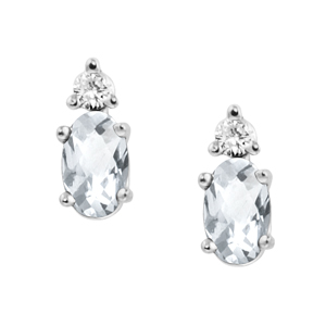 GenuineWhite Topaz &#39;&#39;April Birthstone&#39;&#39; and .04cttw Diamond Earrings set in 14kt ...