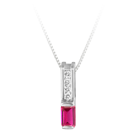 Lab Created Ruby &#39;&#39;July Birthstone&#39;&#39; and .06cttw Diamond 10kt white gold pendant ...
