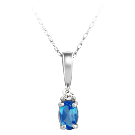Genuine Blue Topaz &#39;&#39;December Birthstone&#39;&#39; and .03ct Diamond Pendant set in 14kt ...
