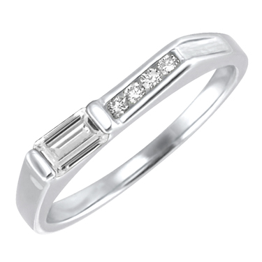 Cubic Zirconia &#39;&#39;April Birthstone&#39;&#39; and .06cttw Diamond 10kt white gold ring