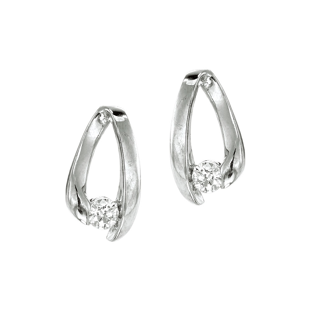 14k White Gold Diamond Fashion Earrings