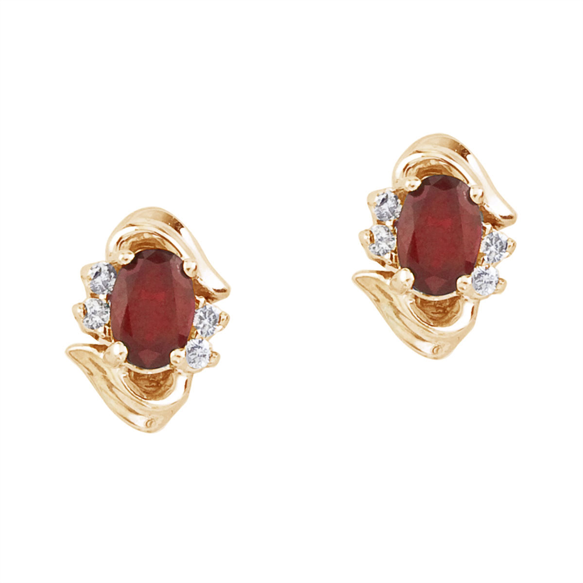 Stunning 14k yellow gold and ruby earrings. Featuring natural 6x4 mm oval rubies and .11 total ca...
