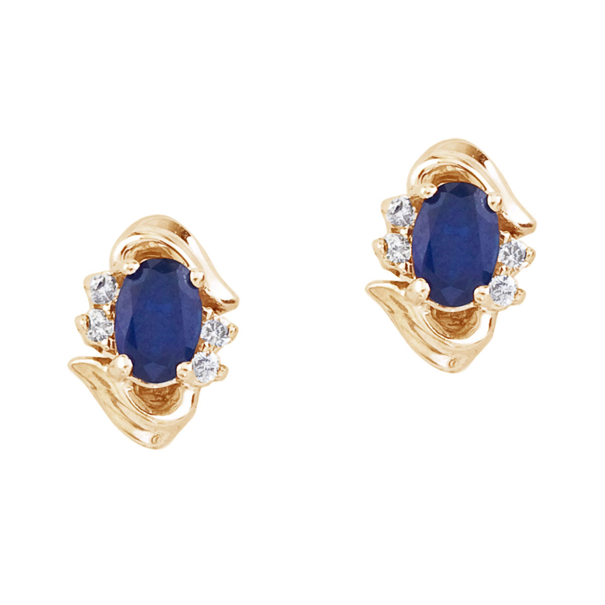 Stunning 14k yellow gold and sapphire earrings. Featuring natural 6x4 mm oval saphires and .11 to...