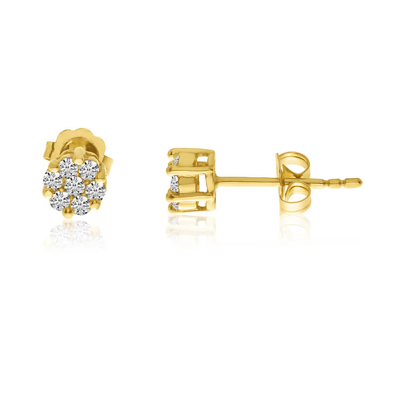 14k Yellow .25 Ct. Gold Clustaire Earrings
