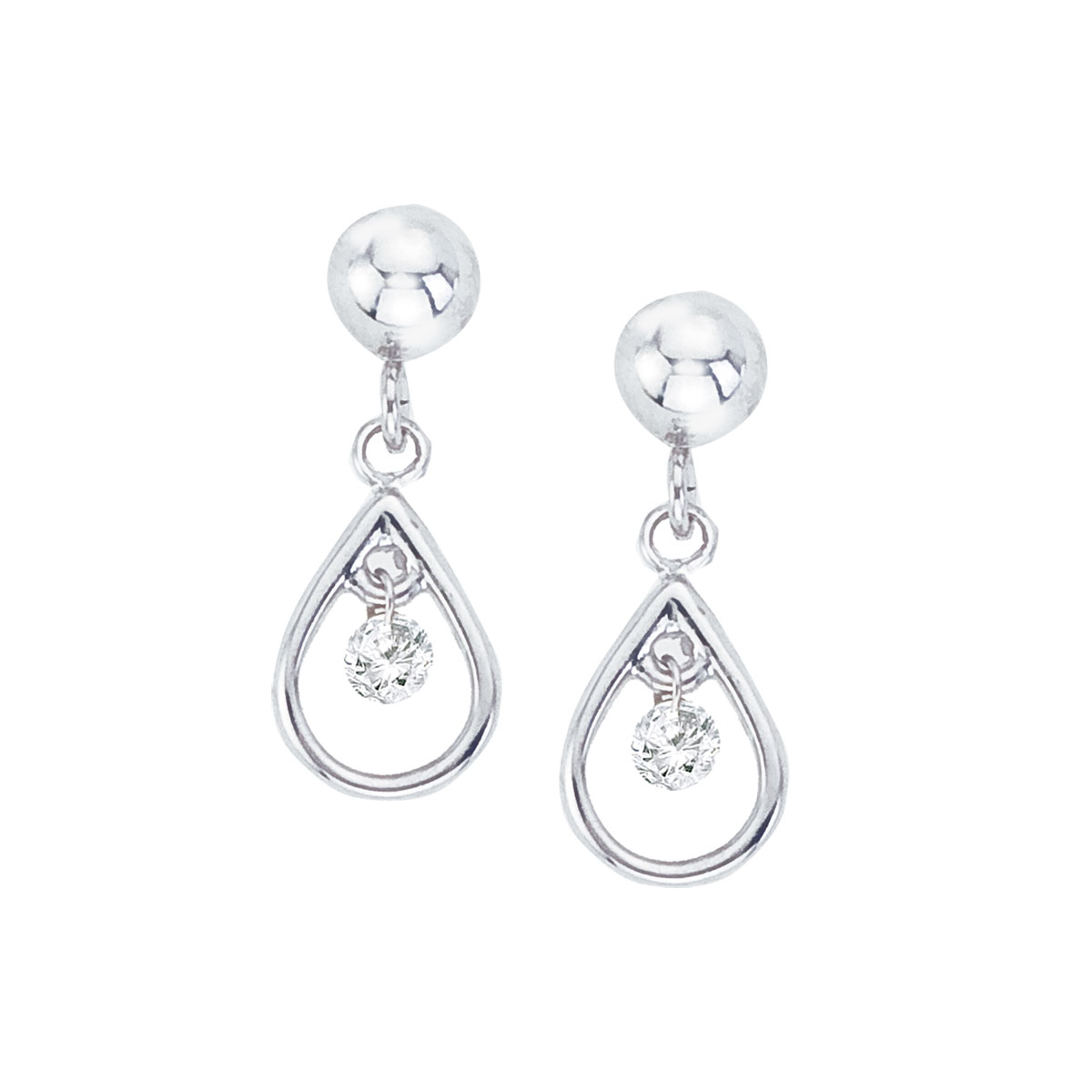 10k white gold Dashing Diamonds dangle earrings with shimmering stones that dance with every hear...