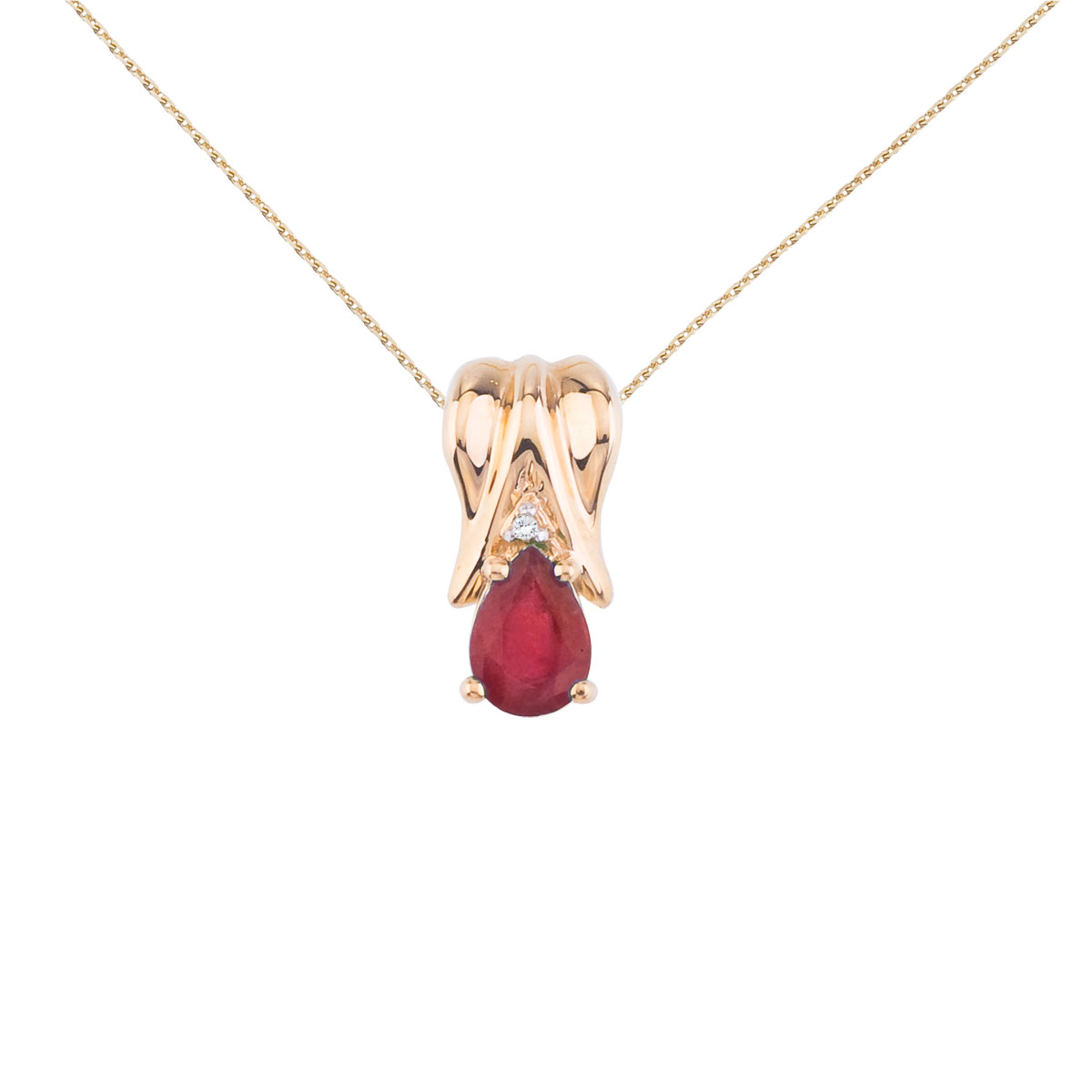 7x5 mm natural ruby diamond accented pendant in 14k white gold.