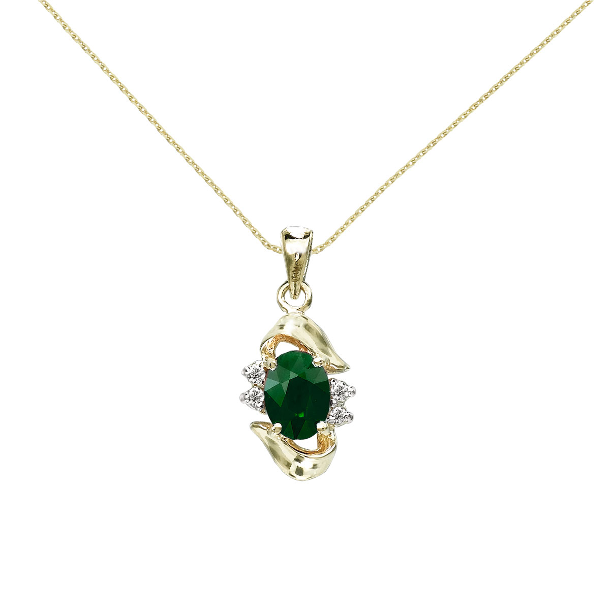Add a hint of green to your look with this 14k yellow gold emerald pendant. Featuring a genuine 7...