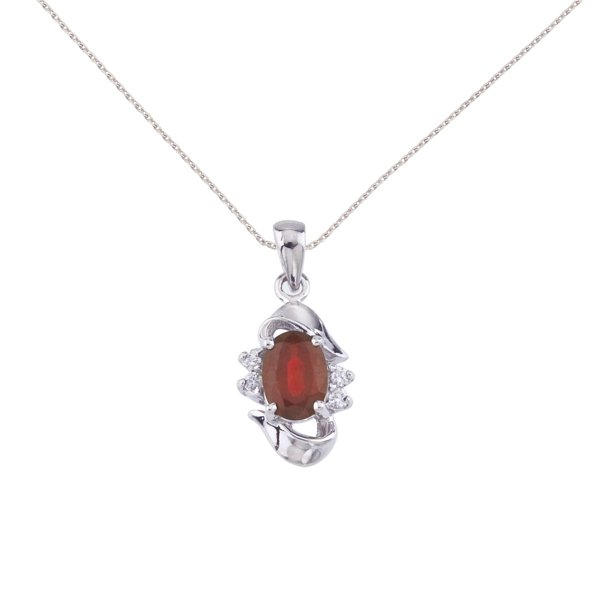Add a hint of red to your look with this 14k white gold rbuy pendant. Featuring a genuine 7x5 mm ...