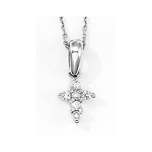 This petite cross contains .16 total ct diamonds in 14k white gold.