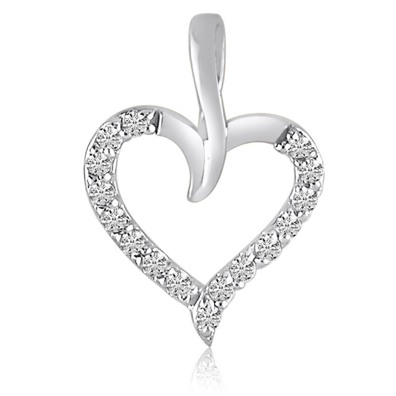 .25 total ct diamonds set in a beautiful 14k white gold heart pendant.