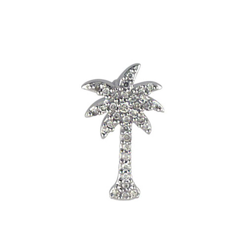 .10 ct diamond palm tree shaped pendant set in 14k white gold.