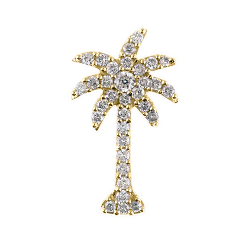 .50 ct diamond palm tree shaped pendant set in 14k yellow gold.