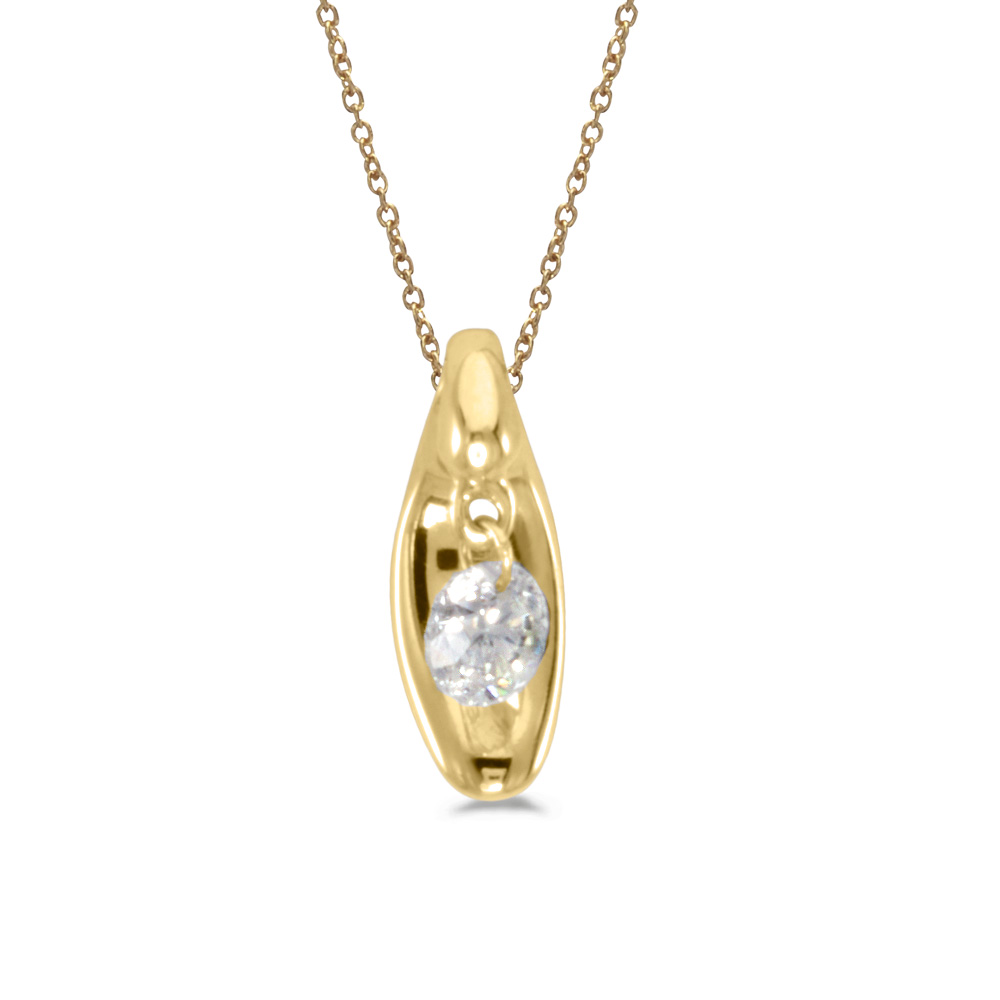 14k gold Dashinng Diamonds pendant with 0.100 total ct diamonds. The center dangling diamond danc...