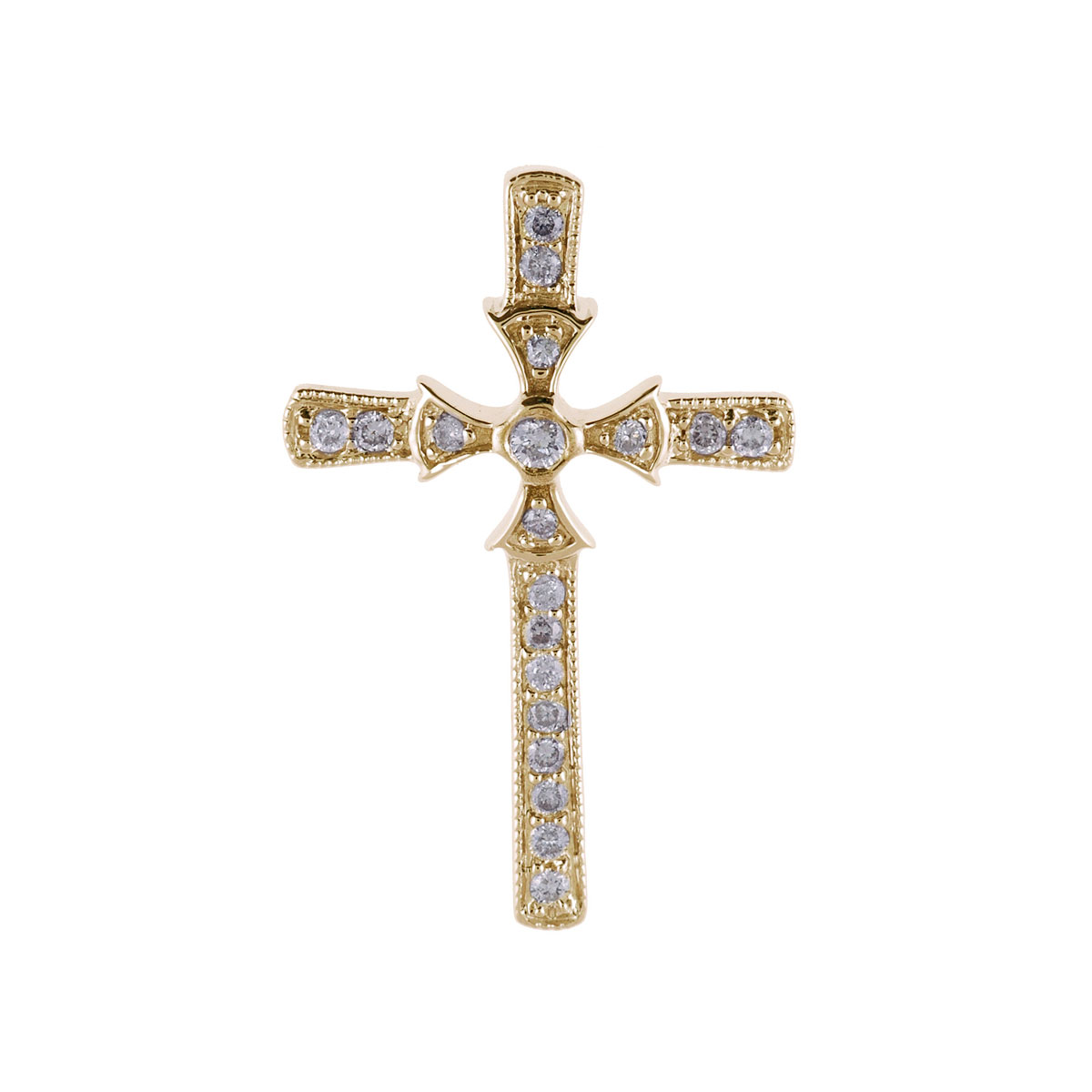A simple and modern .20 ct diamond cross in 14k yellow gold.