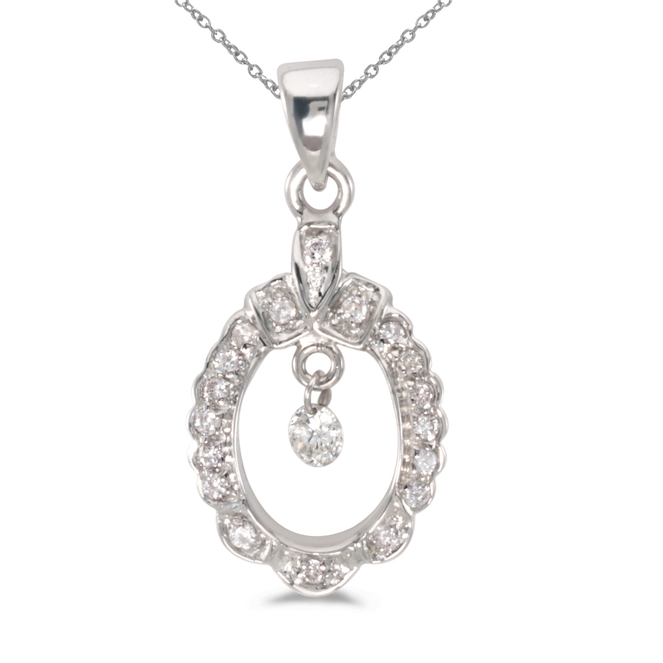 14k gold Dashinng Diamonds pendant with 0.20 total ct diamonds. The center dangling diamond dance...