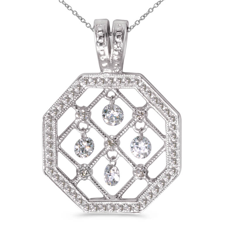 14k gold Dashinng Diamonds pendant with 0.63 total ct diamonds. The center dangling diamond dance...