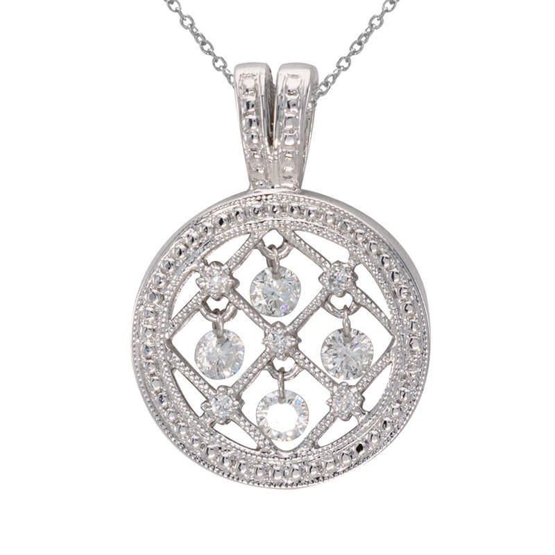 14k gold Dashinng Diamonds pendant with 0.37 total ct diamonds. The center dangling diamond dance...