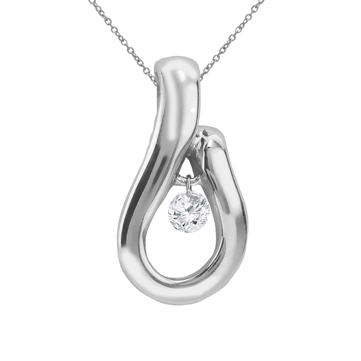 14k gold Dashinng Diamonds pendant with 0.08 total ct diamonds. The center dangling diamond dance...