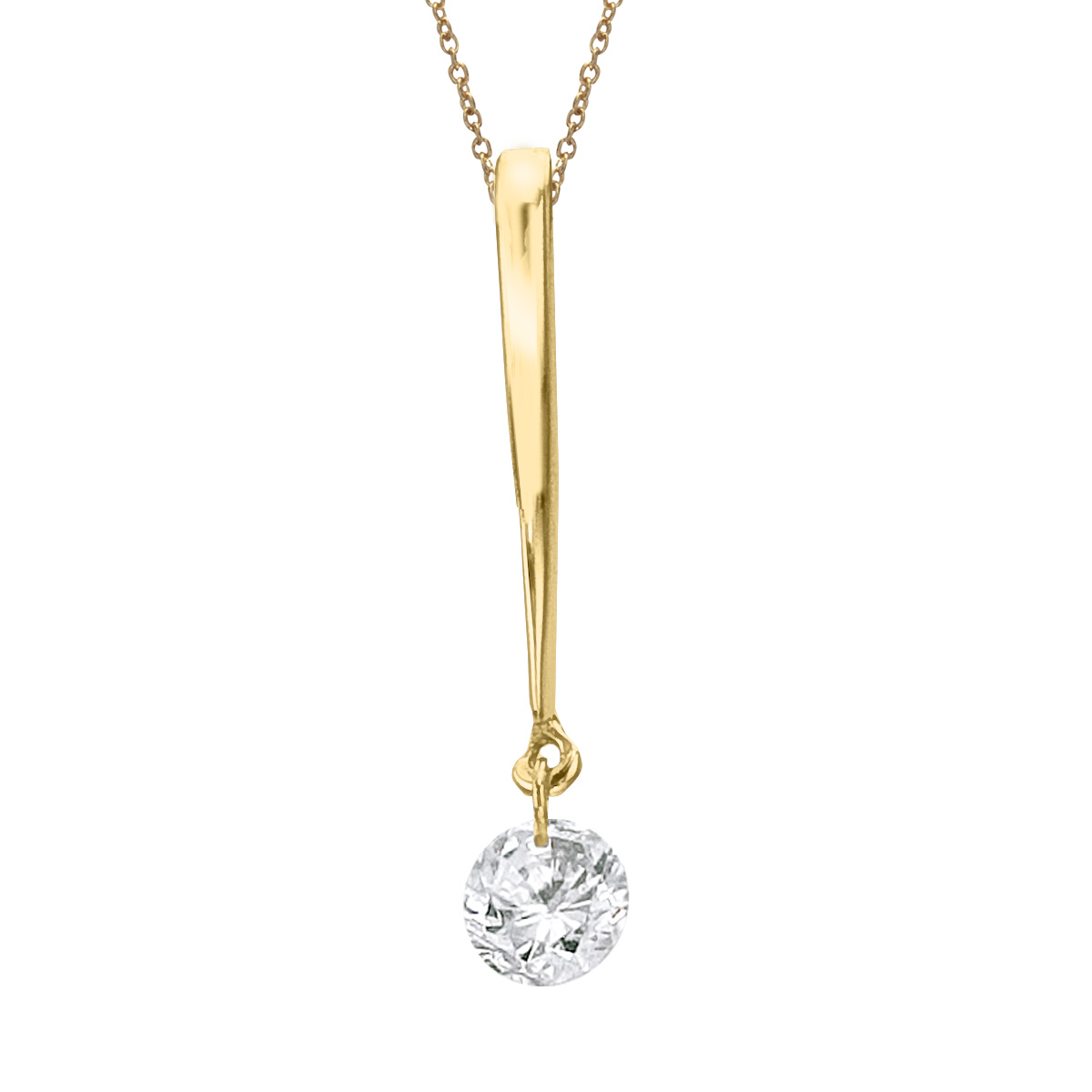 14k gold Dashinng Diamonds pendant with 0.15 total ct diamonds. The center dangling diamond dance...
