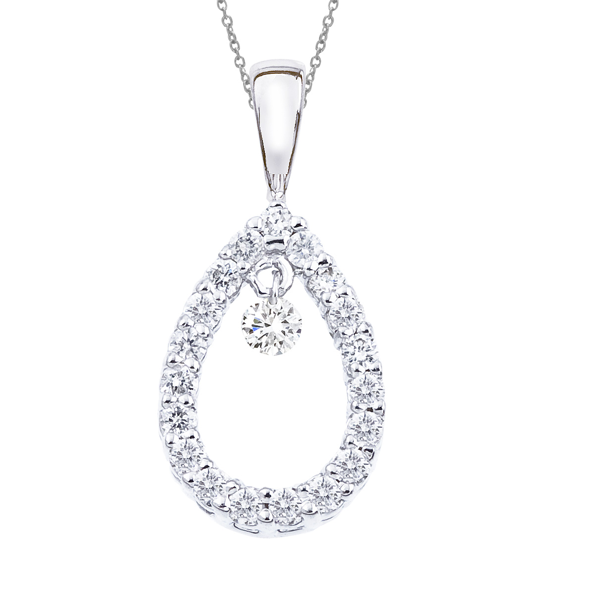 14k gold Dashinng Diamonds pendant with 0.25 total ct diamonds. The center dangling diamond dance...