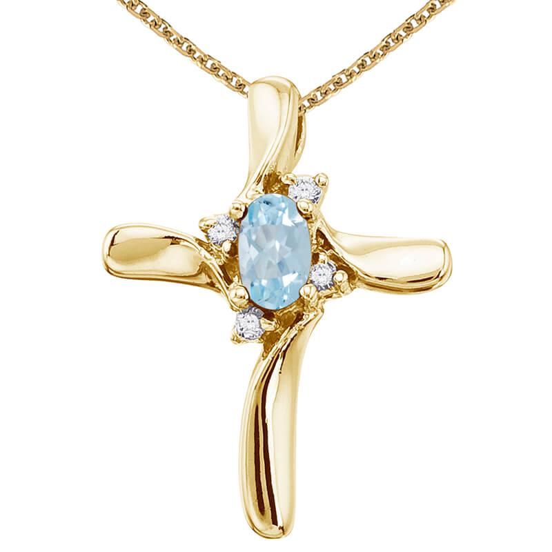 This diamond cross adds a dash of color to a traditional and elegent style with a bright 5x3 mm a...