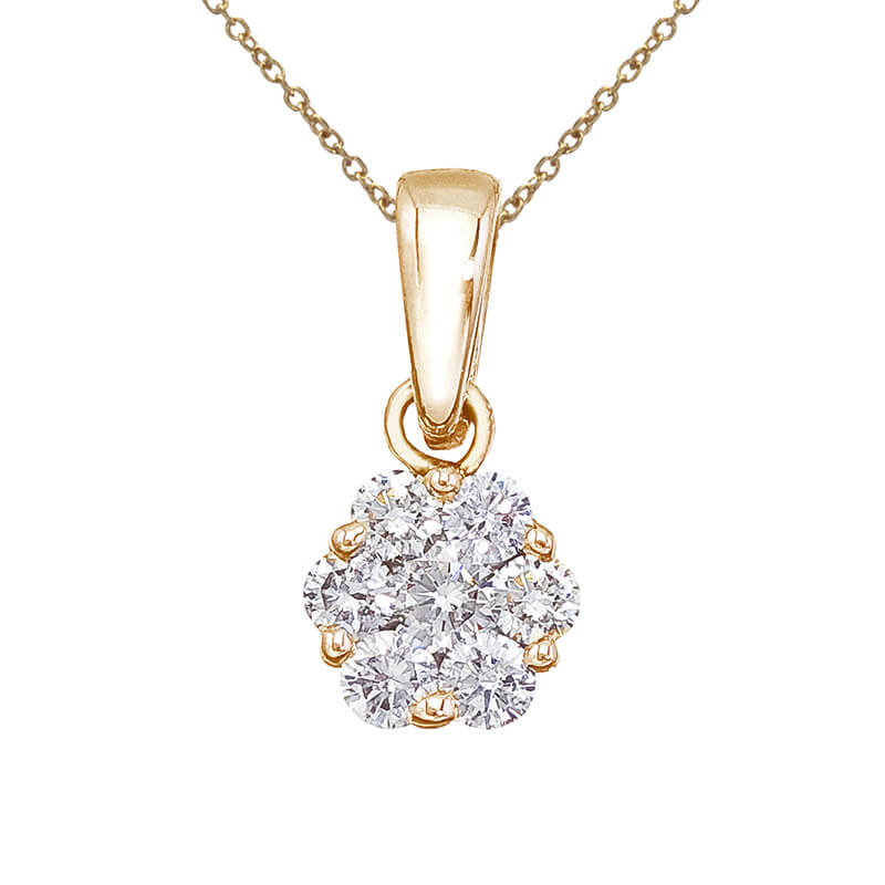 A .50 ct cluster of radiant diamonds set in 14k yellow gold.