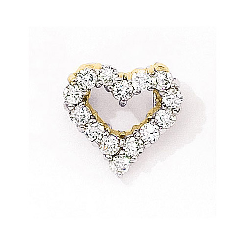 .50 ct diamond heart pendant in 14k yellow gold.