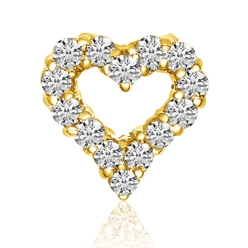 1.00 ct diamond heart pendant in 14k yellow gold.