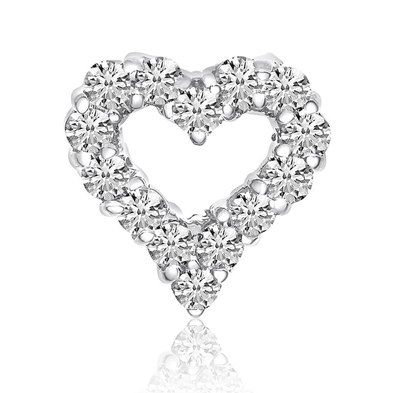 1.00 ct diamond heart pendant in 14k white gold.