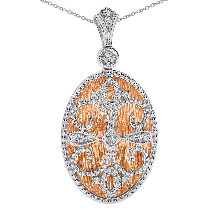 Antique style two-toned pendant with .20 total ct diamonds.