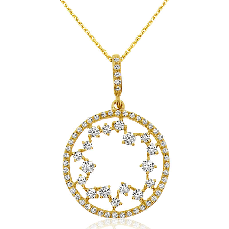 14k Yellow Gold Starburst Diamond Fashion Pendant