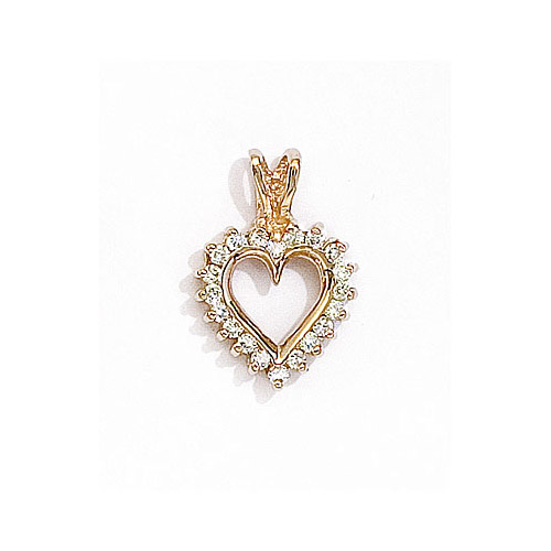 .25 carats of brilliant diamonds surround a 14k yellow gold heart.