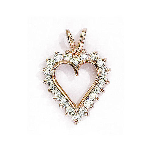 1.00 carats of brilliant diamonds surround a 14k yellow gold heart.