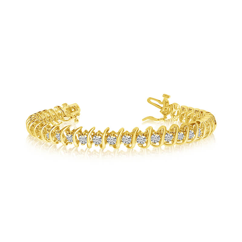 14K solid yelllow gold &#39;&#39;rollover&#39;&#39; natural diamond bracelet.  4.00 carat total w...