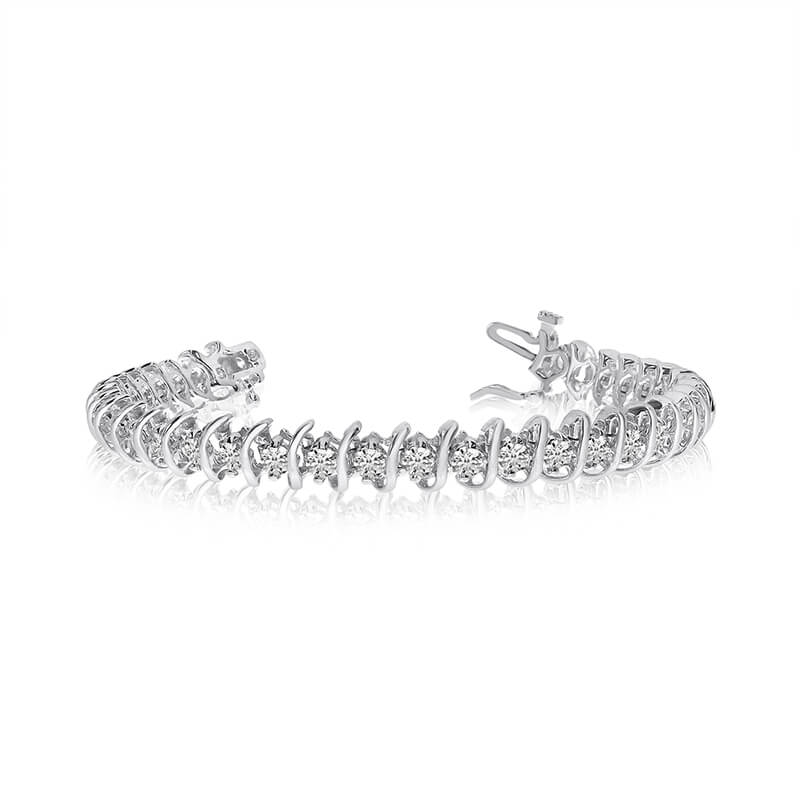14K solid white gold &#39;&#39;rollover&#39;&#39; natural diamond bracelet.  4.00 carat total wei...